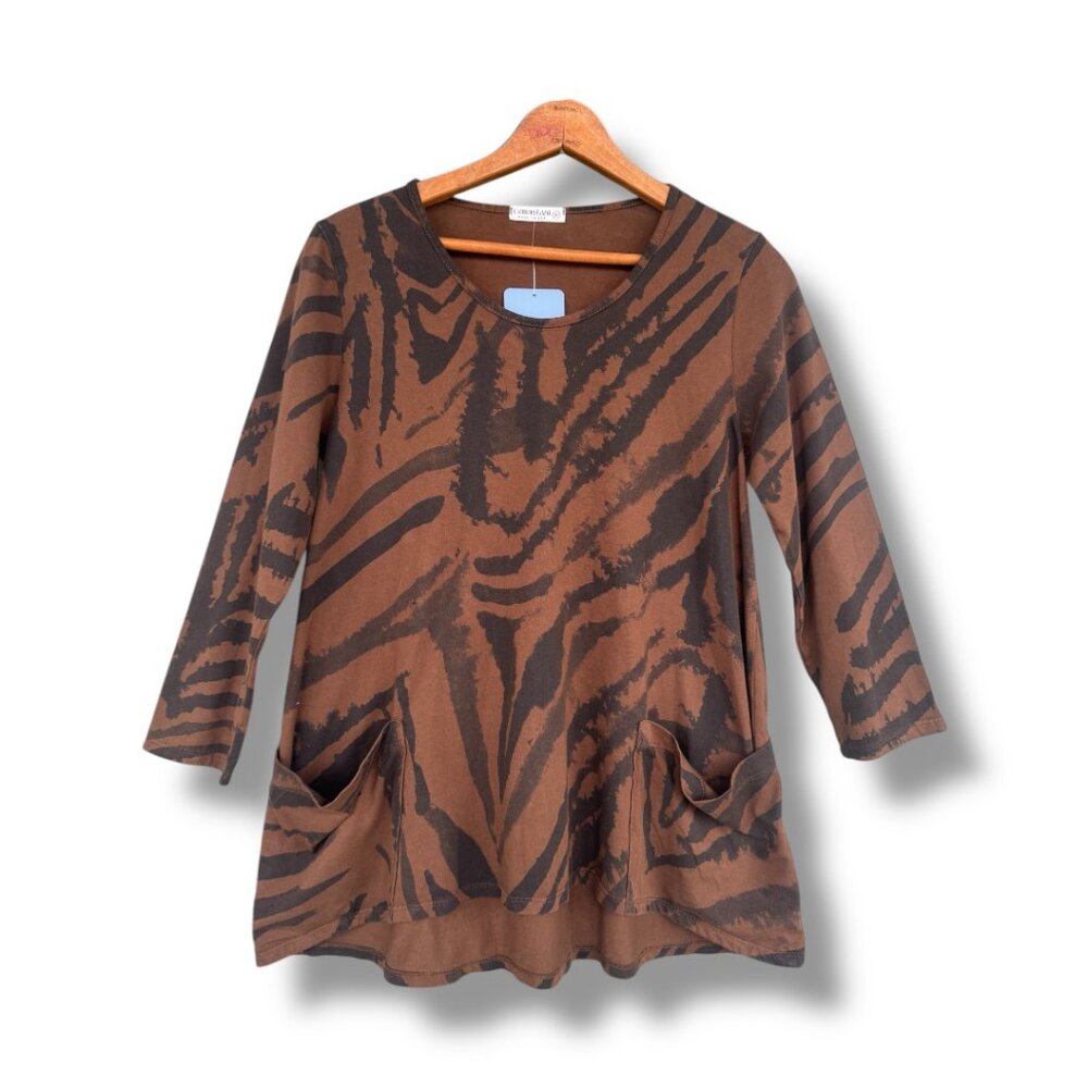 Cotton Lani 3/4 Sleeve Zebra Tunic NWT